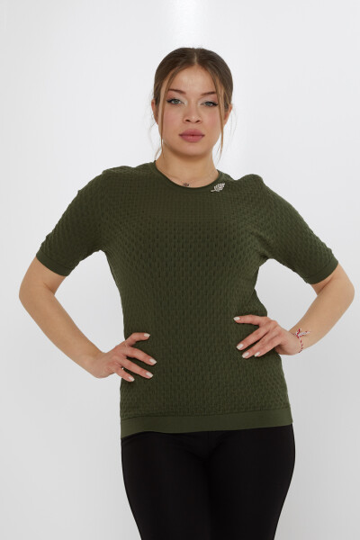 بروش على شكل ورقة شجر من الصوف المحبوك - أخضر - 31811 | كازي (مجموعة من 3 مقاسات M-L-XL) - 2