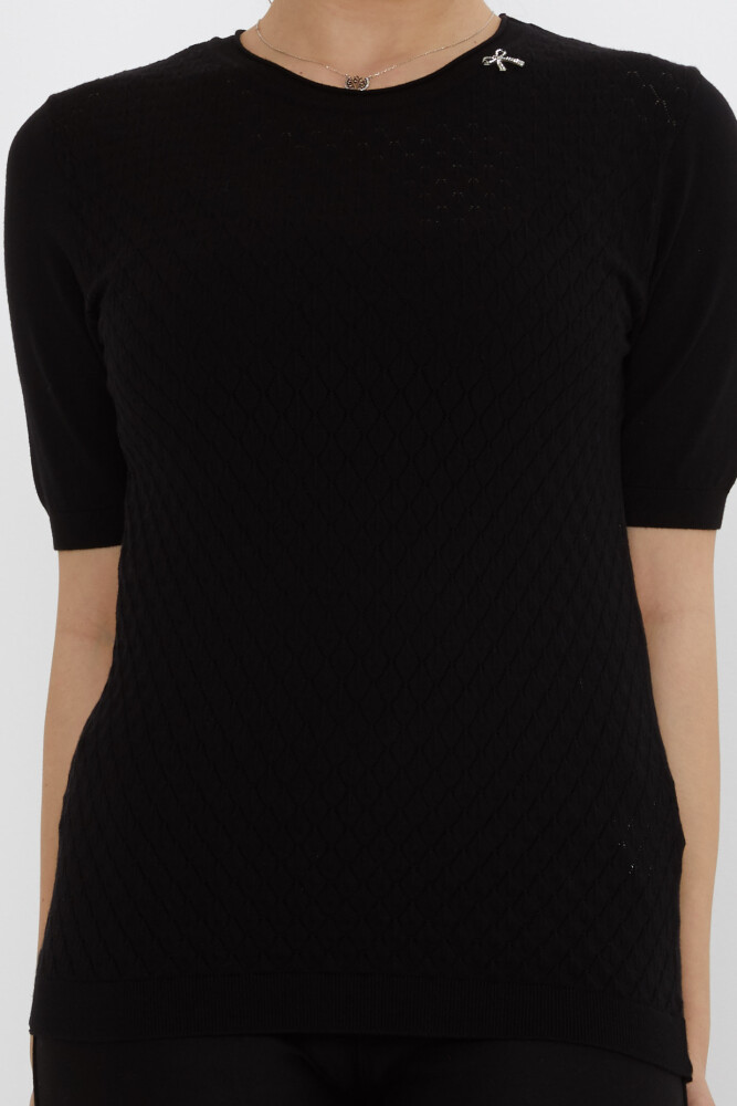 بروش شريطي من الصوف المحبوك باللون الأسود - 31815 | كازي (مجموعة من 3 مقاسات L-XL-2XL) - 4