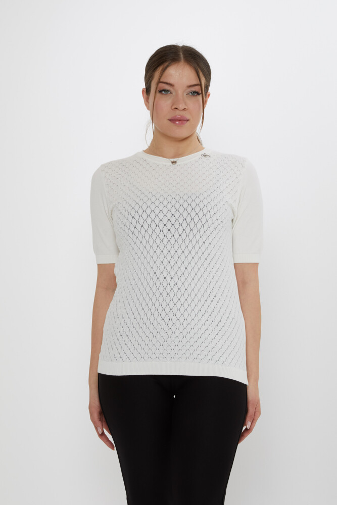 بروش شريطي من الصوف المحبوك - لون بيج فاتح - 31815 | كازي (مجموعة من 3 مقاسات L-XL-2XL) - 1