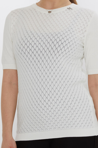 بروش شريطي من الصوف المحبوك - لون بيج فاتح - 31815 | كازي (مجموعة من 3 مقاسات L-XL-2XL) - 4