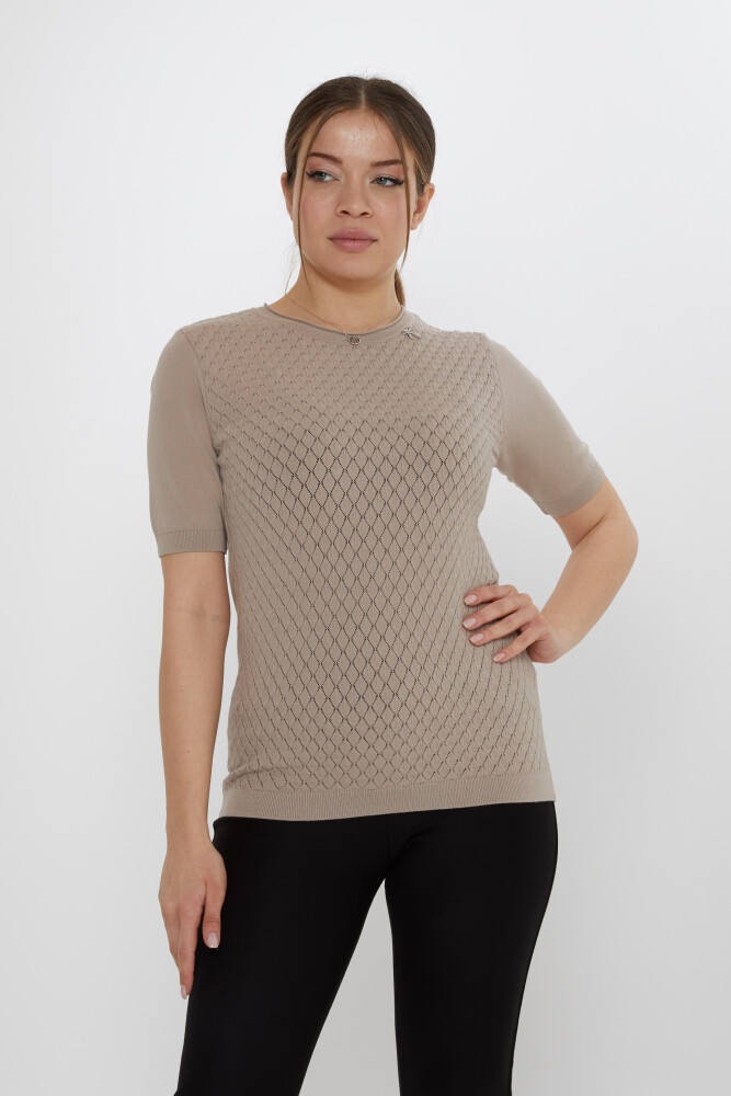 بروش شريطي من قماش المنك على شكل سترة محبوكة - 31815 | كازي (مجموعة من 3 مقاسات L-XL-2XL) - 1