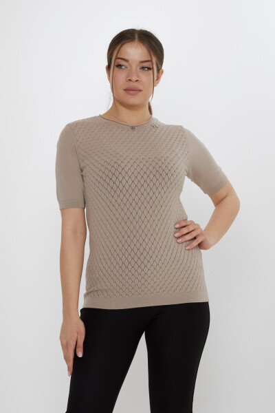 بروش شريطي من قماش المنك على شكل سترة محبوكة - 31815 | كازي (مجموعة من 3 مقاسات L-XL-2XL) - 1