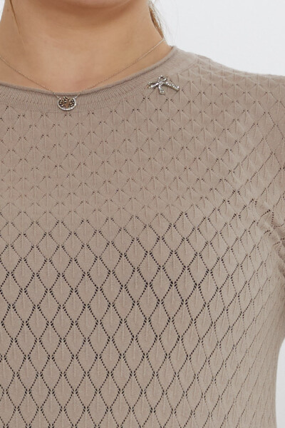 بروش شريطي من قماش المنك على شكل سترة محبوكة - 31815 | كازي (مجموعة من 3 مقاسات L-XL-2XL) - 4