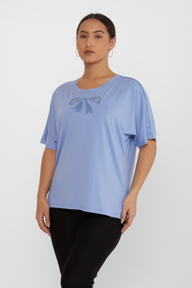 Blouse Bow Detail Blue - 79892 | KAZEE (Set of 4 L-XL-2XL-3XL) - 1