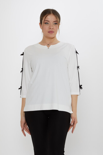 Blouse Bow Sleeve Detail Ecru - 80051 | KAZEE (Set of 3 L-XL-2XL) - Kazee (1)