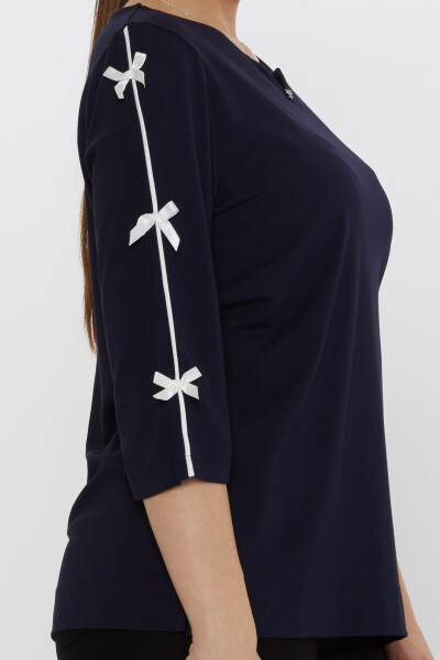 Blouse Bow Sleeve Detail Navy Blue - 80051 | KAZEE (Set of 3 L-XL-2XL) - 4