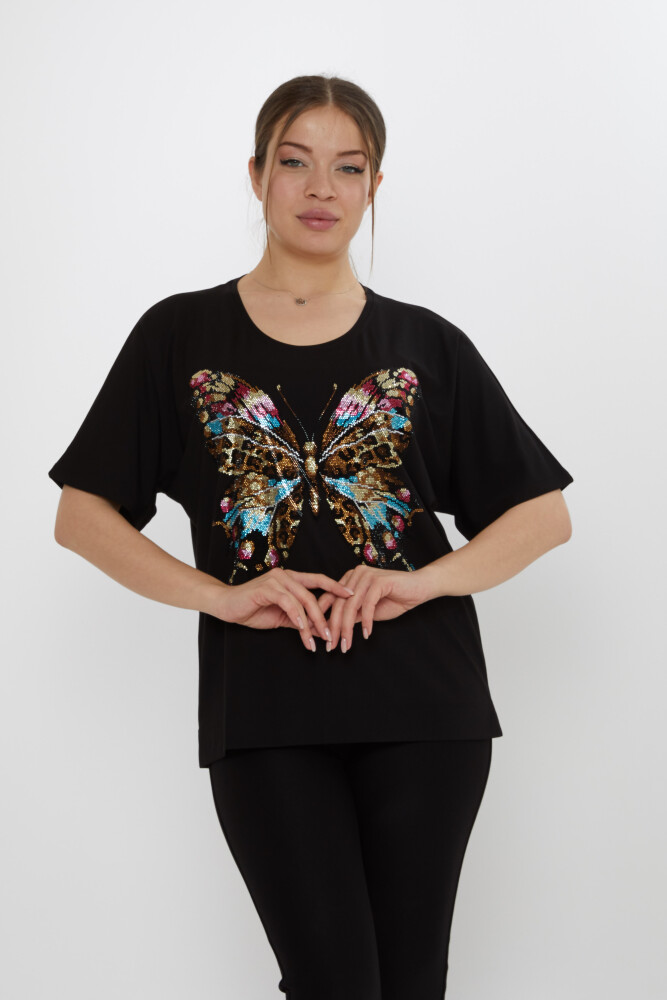 Blouse Butterfly Pattern Black - 80046 | KAZEE (Set of 3 L-XL-2XL) - 1