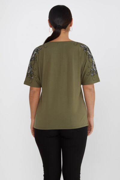 Blouse Flower Stone Embroidered Khaki - 80101 | KAZEE (Set of 4 L-XL-2XL-3XL) - 5