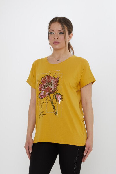 Blouse - Floral Stone Embellished - Saffron - 79602 | KAZEE (Set of 4 M-L-XL-2XL) - 2