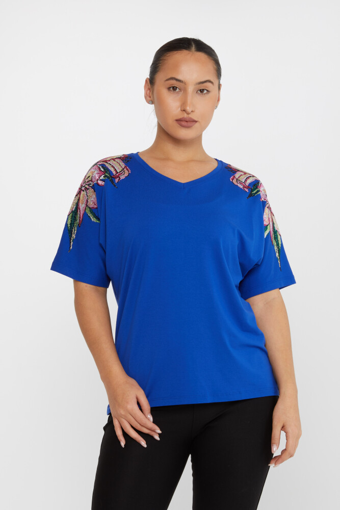 Blouse Flower Stone Embroidered Saks - 79585 | KAZEE (Set of 4 M-L-XL-2XL) - 1