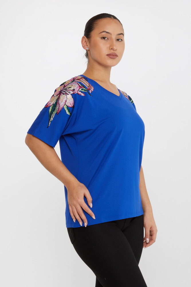 Blouse Flower Stone Embroidered Saks - 79585 | KAZEE (Set of 4 M-L-XL-2XL) - 2