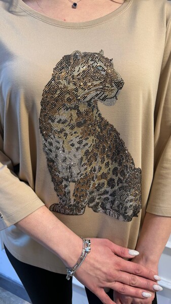 Blouse Leopard Detail - Beige - 80041 | KAZEE (3-Piece Set L-XL-2XL) - 3