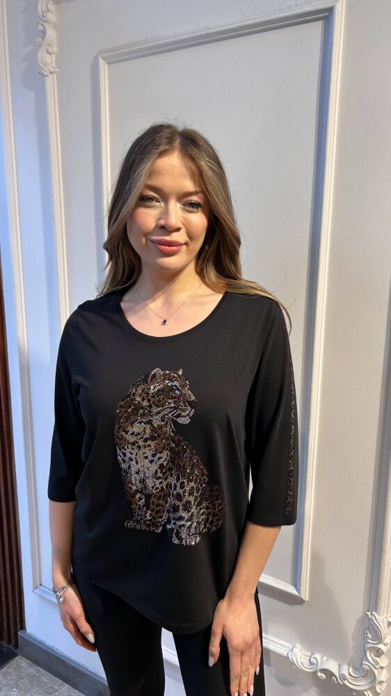 Blouse Leopard Detail Black - 80041 | KAZEE (3-Piece Set L-XL-2XL) - 1