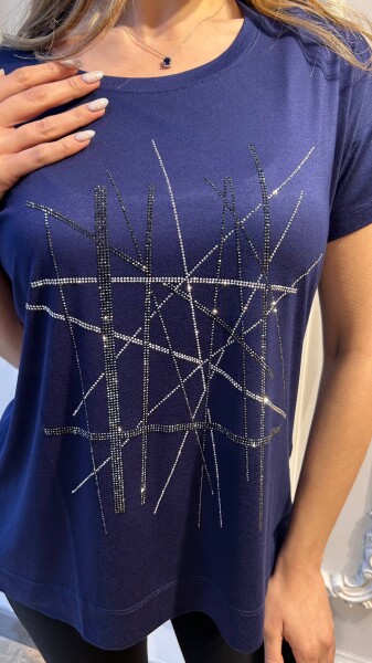 Blouse Leopard Detail - Navy Blue - 80041 | KAZEE (3-Piece Set L-XL-2XL) - 2