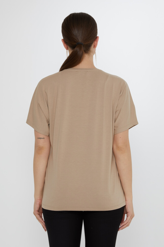 Blouse - Palm Tree Pattern - Beige - 79957 | KAZEE (Set of 4 S-M-L-XL) - 5