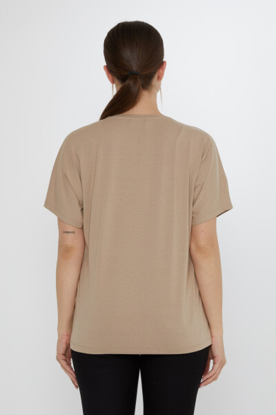 Blouse - Palm Tree Pattern - Beige - 79957 | KAZEE (Set of 4 S-M-L-XL) - 5