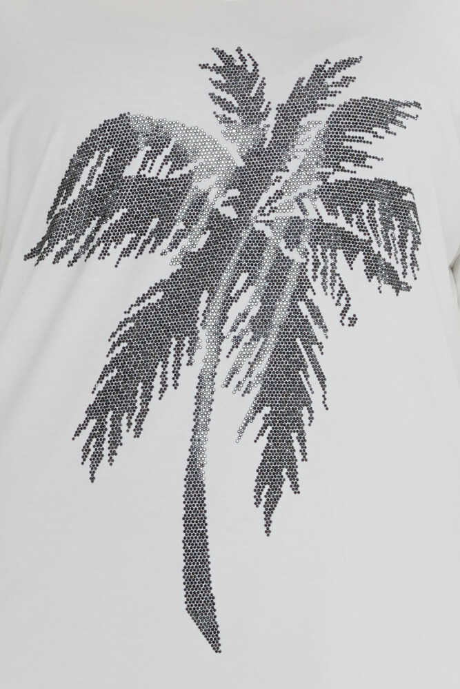 Blouse Palm Tree Patterned, Ecru - 79957 | KAZEE (Set of 4 S-M-L-XL) - 4