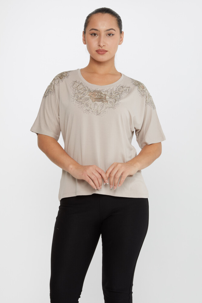 Blouse Rose Embroidered Mink - 80062 | KAZEE (Set of 4 L-XL-2XL-3XL) - 1