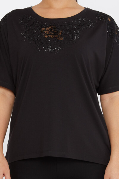 Blouse Rose Embroidery Black - 80062 | KAZEE (Set of 4 L-XL-2XL-3XL) - 3