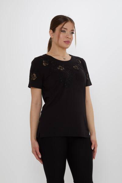 Blouse Rose Pattern Black - 80125 | KAZEE (Set of 3 M-L-XL) - Kazee (1)