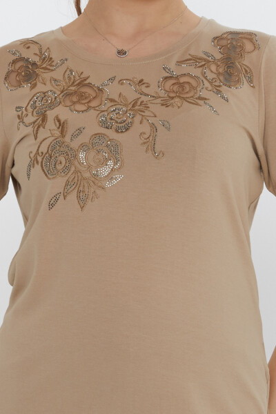 Blouse Rose Patterned Beige - 80125 | KAZEE (Set of 3 M-L-XL) - 4
