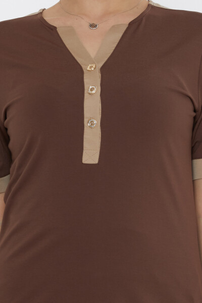 Blouse Short Sleeve Brown - 80024 | KAZEE (Set of 3 M-L-XL) - 4