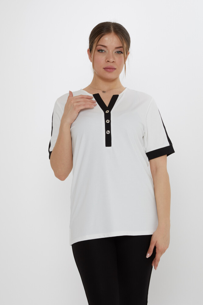 Blouse Short Sleeve Ecru - 80024 | KAZEE (Set of 3 M-L-XL) - 2