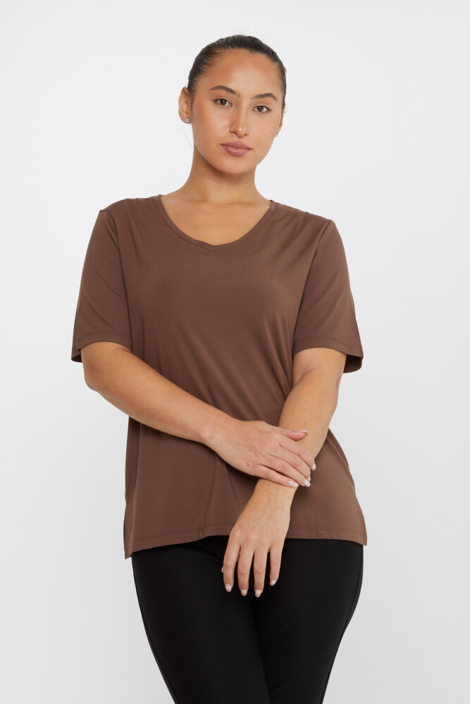 Blouse Slit Detail Brown - 80015 | KAZEE (Set of 3 L-XL-2XL) - 1