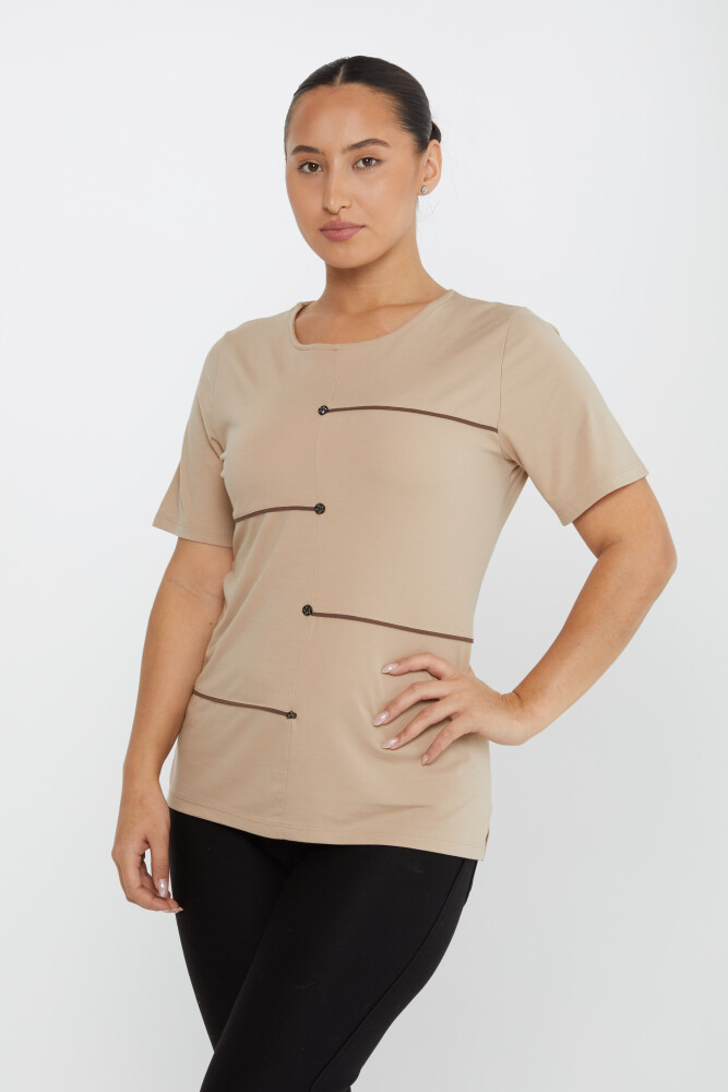 Blouse Star Button Beige - 80061 | KAZEE (Set of 3 M-L-XL) - 2