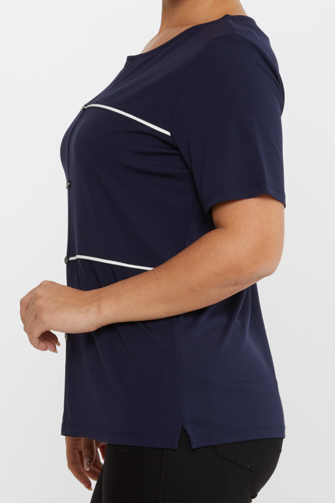 Blouse Star Buttoned Navy Blue - 80061 | KAZEE (Set of 3 M-L-XL) - 4