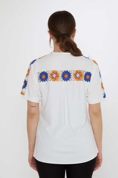 Blouse Star Knit Pattern, Ecru - 80042 | KAZEE (3-Piece Set M-L-XL) - 7