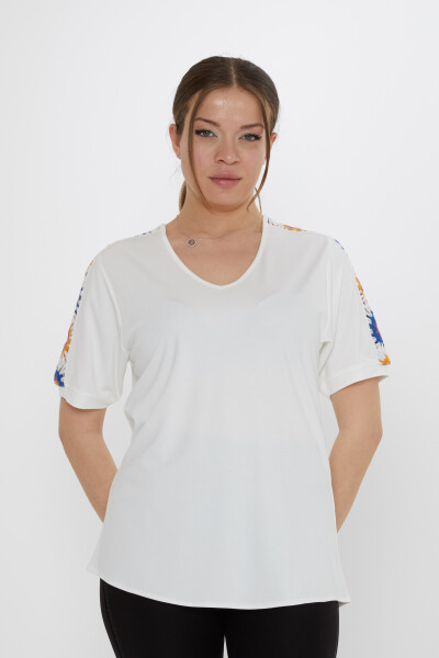 Blouse Star Knit Pattern, Ecru - 80042 | KAZEE (3-Piece Set M-L-XL) 