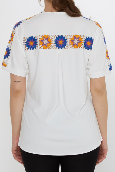 Blouse Star Knit Pattern, Ecru - 80042 | KAZEE (3-Piece Set M-L-XL) - 6