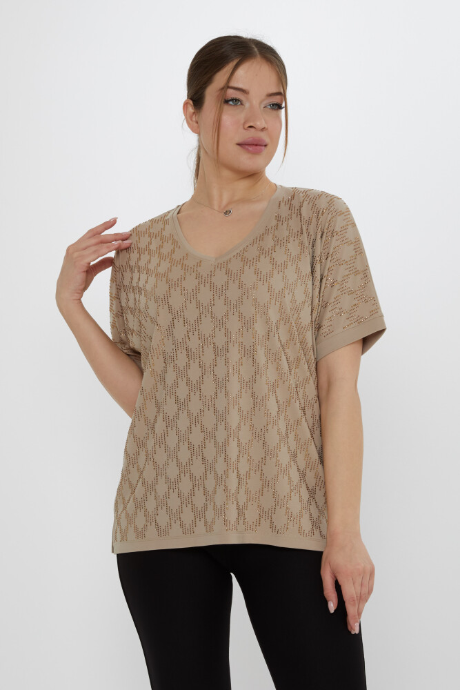 Blouse Stone Embroidered Beige - 80007 | KAZEE (Set of 3 L-XL-2XL) - 2
