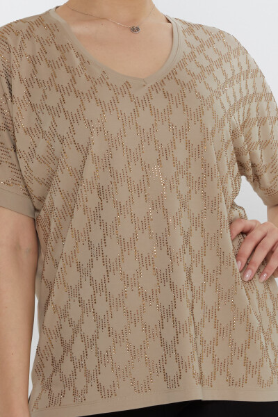 Blouse Stone Embroidered Beige - 80007 | KAZEE (Set of 3 L-XL-2XL) - 3