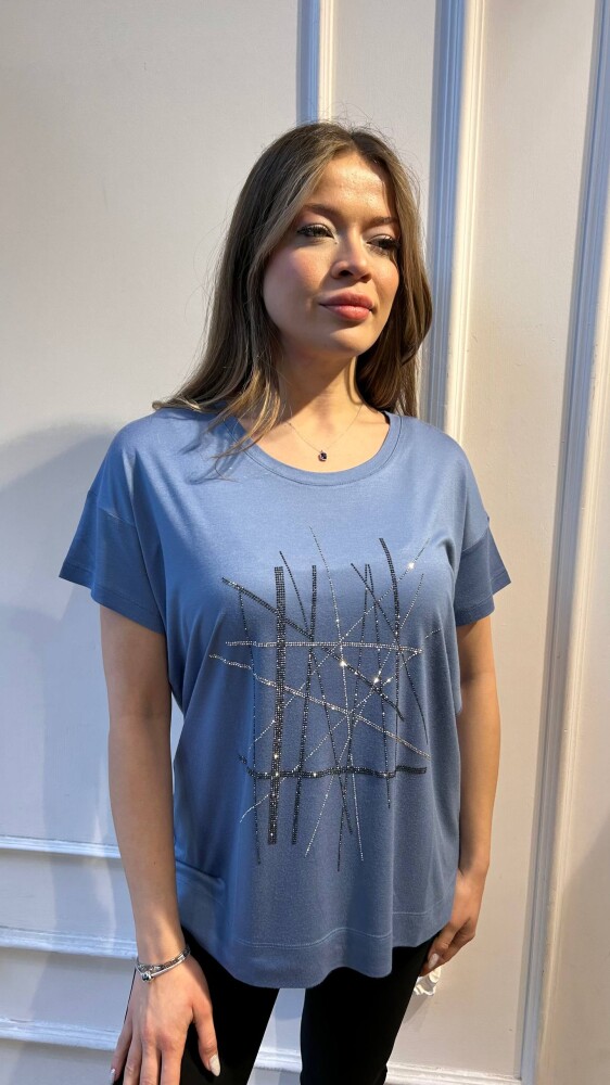 Blouse Stone Embellished Blue - 80199 | KAZEE (3-Piece Set M-L-XL) - 2