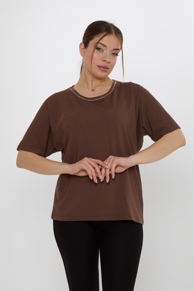 Blouse Stone Embroidered Brown - 80031 | KAZEE (Set of 3 M-L-XL) - 1