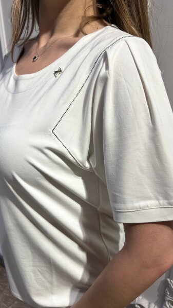 Blouse Stone Embellished Ecru - 80068 | KAZEE (3-Piece Set L-XL-2XL) - 3