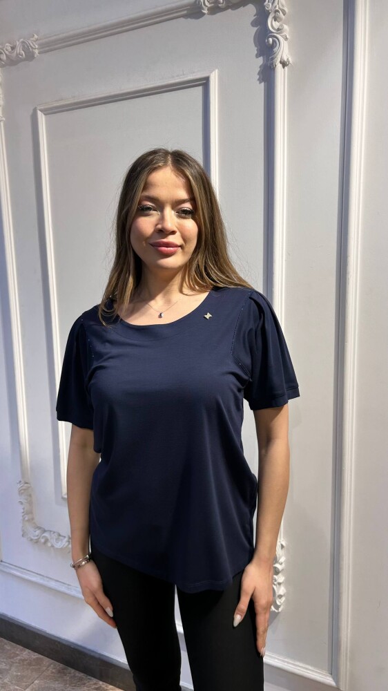 Blouse Stone Embellished Navy Blue - 80068 | KAZEE (3-Piece Set L-XL-2XL) - 1