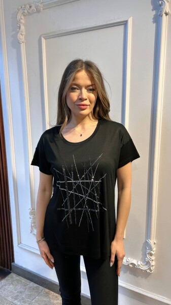 Blouse Stones Embellished - Black - 80199 | KAZEE (3-Piece Set M-L-XL) 