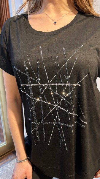 Blouse Stones Embellished - Black - 80199 | KAZEE (3-Piece Set M-L-XL) - 3