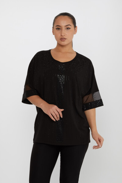 Blouse Tulle Detail Black - 79884 | KAZEE (Set of 3 L-XL-2XL) 