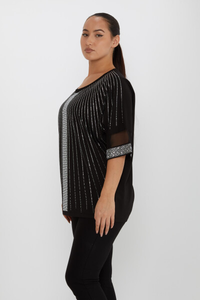 Blouse Tulle Detail Black-Ecru - 79884 | KAZEE (Set of 3 L-XL-2XL) - 2