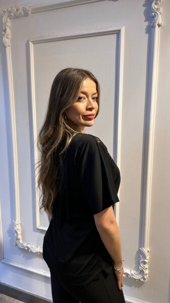 Blouse Tulle Detail - Black - 80022 | KAZEE (3-Piece Set M-L-XL) - 4