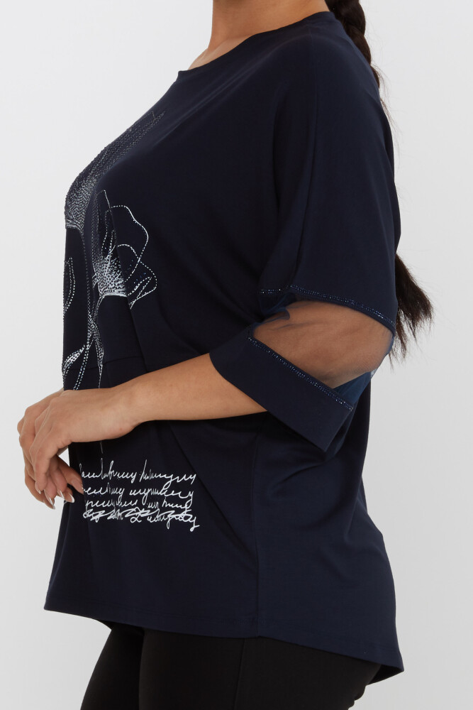 Blouse Tulle Navy Blue - 80112 | KAZEE (Set of 4 M-L-XL-2XL) - 4