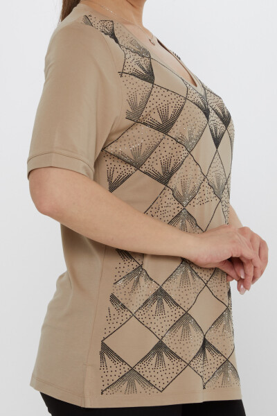 Blouse V Neck Beige - 80086 | KAZEE (Set of 3 L-XL-2XL) - 5