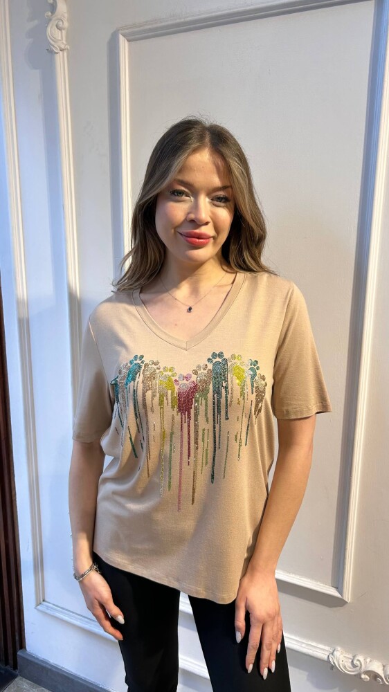 Blouse V Neck Beige - 80131 | KAZEE (Set of 3 M-L-XL) - 1