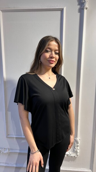 Blouse V-Neck Black - 80026 | KAZEE (3-Piece Set M-L-XL) - Kazee (1)