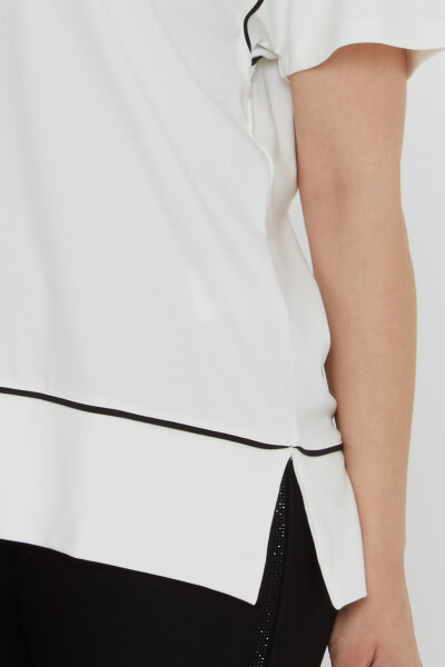 Blouse - V-Neck, Ecru - 80002 | KAZEE (3-Piece Set M-L-XL) - 4