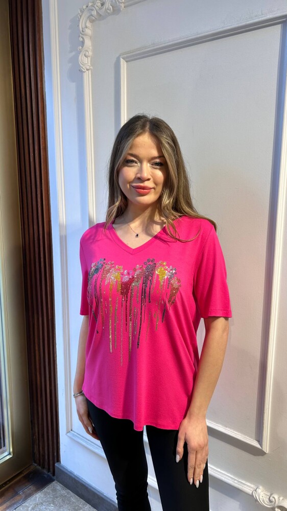 Blouse V-Neck Fuchsia - 80131 | KAZEE (3-Piece Set M-L-XL) - 1